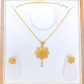 Magnificent Netted Flower 22k Gold Pendant Set