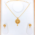 Exquisite Netted Meenakari 22k Gold Pendant Set