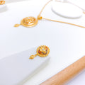 Exquisite Netted Meenakari 22k Gold Pendant Set