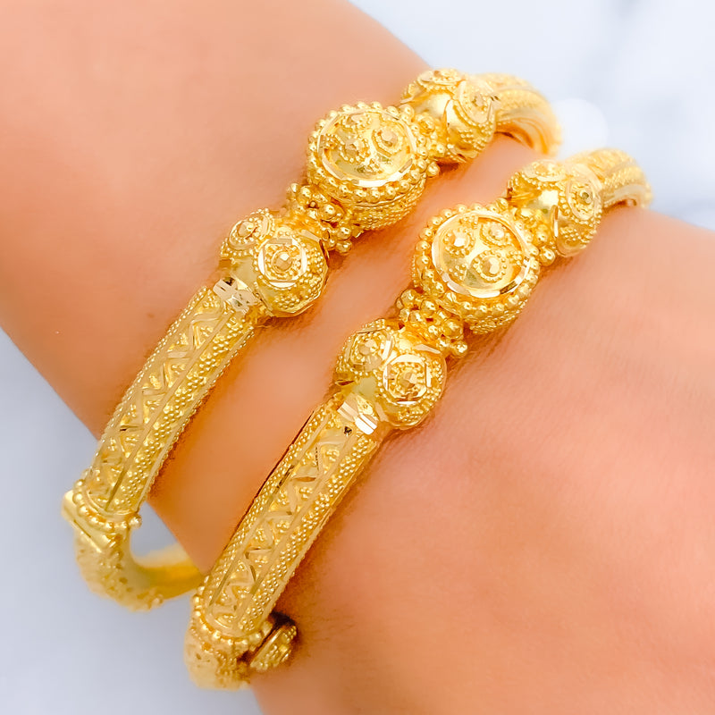 Classic Round Pipe 22k Gold Bangles