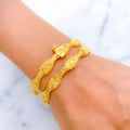 Unique Modern Bangle 22k Gold Pair