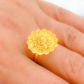 Beaded Floral Dome 22k Gold Ring