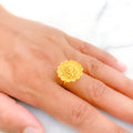 Beaded Floral Dome 22k Gold Ring