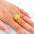 Posh Reflective Flower 22k Gold Ring
