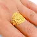 Bright Round Floral 22k Gold Ring