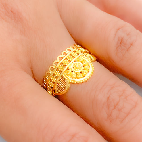 Unique Curved Jali 22k Gold Ring
