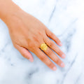 Upscale Geometric Flower 22k Gold Ring
