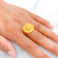 Classic Round Flower 22k Gold Ring