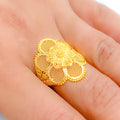 Grand Netted Flower 22k Gold Ring