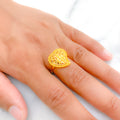 Glossy Accented Heart 22k Gold Ring