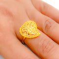 Glossy Accented Heart 22k Gold Ring