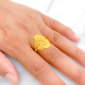 Dressy Large Flower 22k Gold Ring