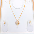 Contemporary Mirrored Statement CZ Necklace Set