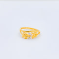 Chic Two-Tone Leaf 22k Gold Ring