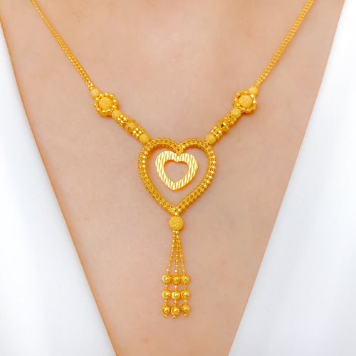 Halo Dual Heart Necklace Set