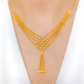 Cross Weaved Four Chain 22k Gold Necklace Set