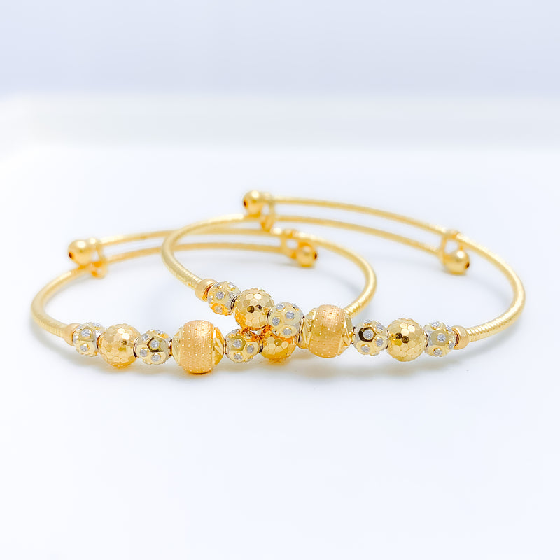 Dotted Two-Tone Baby 22k Gold Bangles
