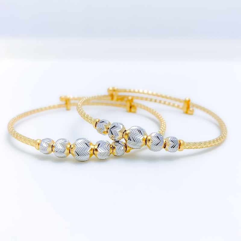 Reflective Two-Tone Baby 22k Gold Bangles