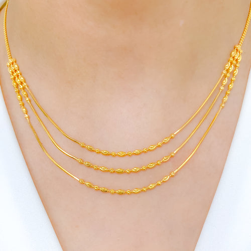 Stylish Three Chain Necklace Set