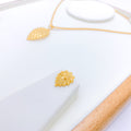 Delightful Leaf 22k Gold Pendant Set