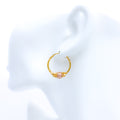 Rose Gold Accented Hoop 22k Gold Earrings