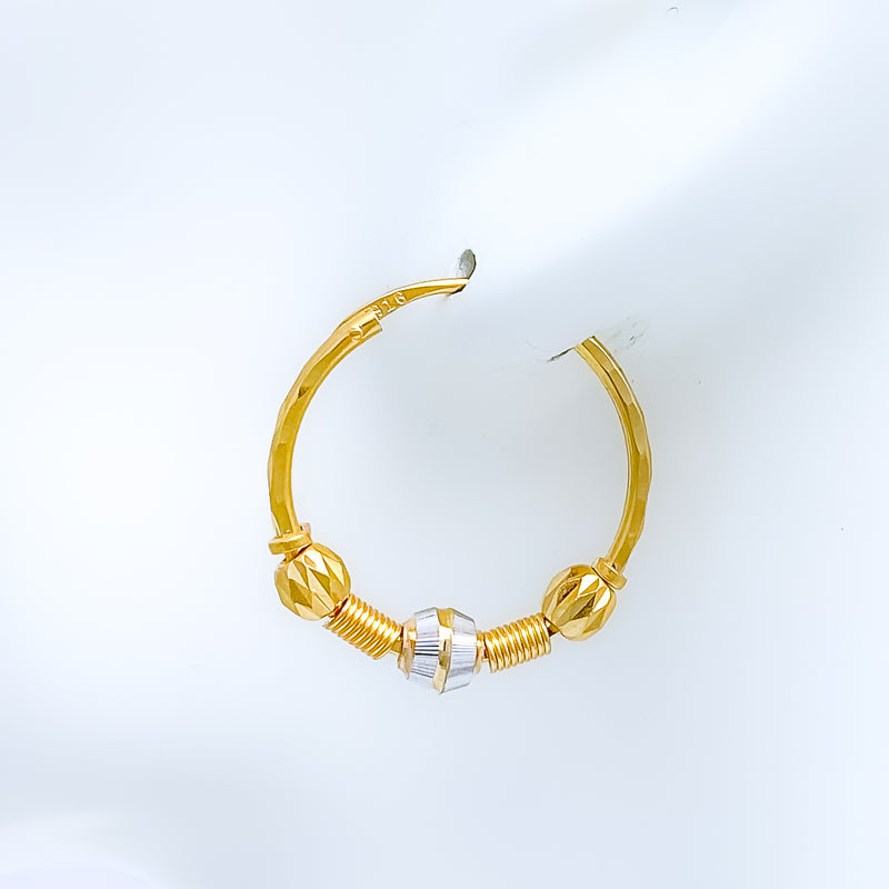 Unique Two-Tone 22k Gold Earrings