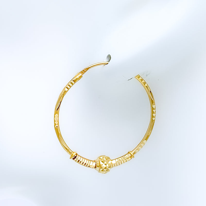 Sleek Glossy Hoop 22k Gold Earrings