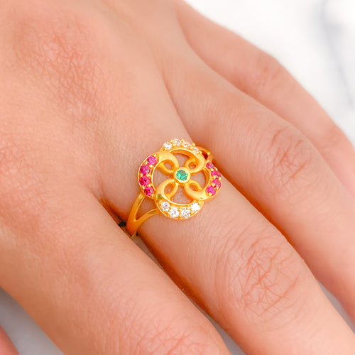 Colorful Spiral Flower Ring