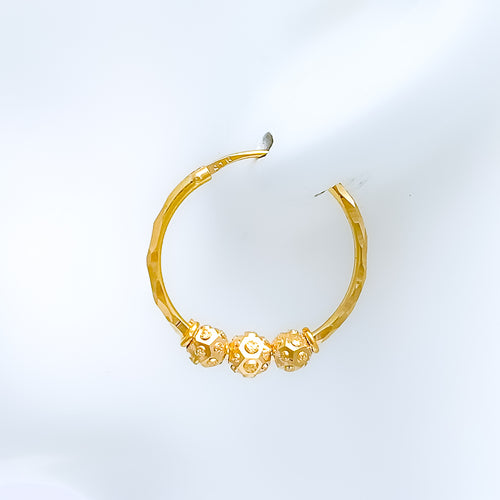 Upscale Beaded Bali 22k Gold Earrings