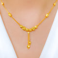 Graceful Beaded Drop 22k Gold Necklace