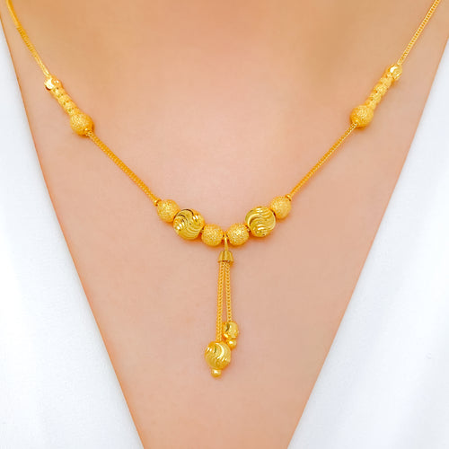 Dainty Ornate Drop 22k Gold Necklace