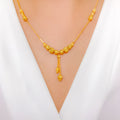 Stylish Slender Drop 22k Gold Necklace