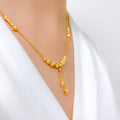 Stylish Slender Drop 22k Gold Necklace