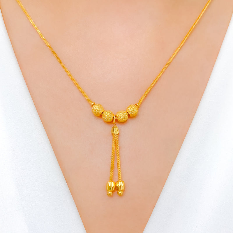 Modern Subtle Drop 22k Gold Necklace