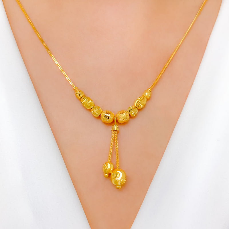 Gorgeous Beaded Drop 22k Gold Necklace