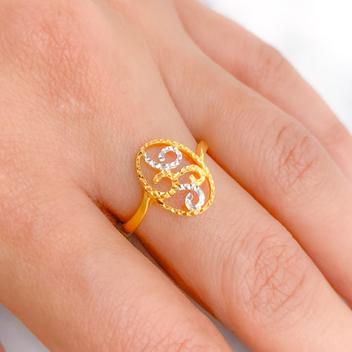 Charming Two-Tone Oval Ring