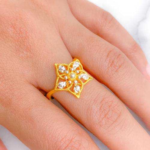 Two-Tone Flower Ring