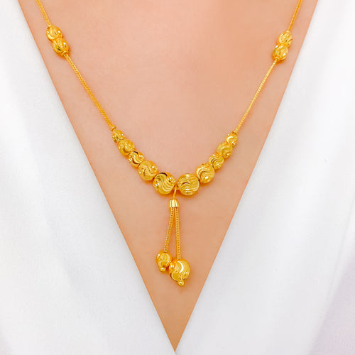 Fancy Shimmering Drop 22k Gold Necklace