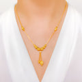 Upscale Sparkling Drop 22k Gold Necklace