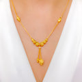 Upscale Sparkling Drop 22k Gold Necklace