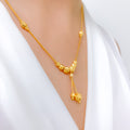 Upscale Sparkling Drop 22k Gold Necklace