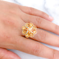 Two Tone CZ Flower Ring
