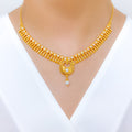 Graceful Pearl Drop 22k Gold Necklace Set