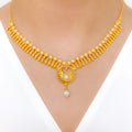 Graceful Pearl Drop 22k Gold Necklace Set