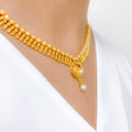 Graceful Pearl Drop 22k Gold Necklace Set