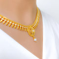 Chic Pearl Drop 22k Gold Necklace Set
