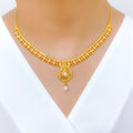 Luxurious Beaded Drop 22k Gold Necklace Set