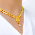 Luxurious Beaded Drop 22k Gold Necklace Set