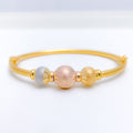 Three-Tone Dotted Orb Bangle 22k Gold Bracelet