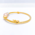 Three-Tone Dotted Orb Bangle 22k Gold Bracelet